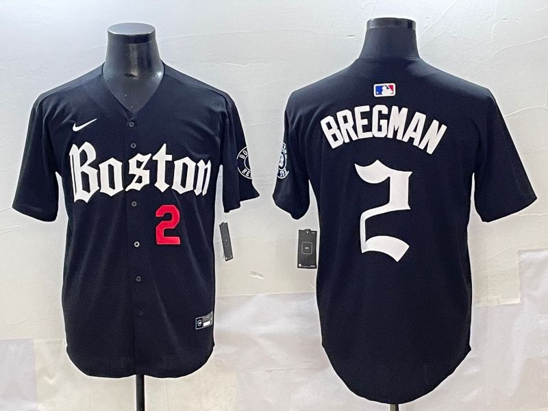 Men 2025 Boston Red Sox #2 Bregman Black Five generations Joint Name Nike MLB Jersey style 2